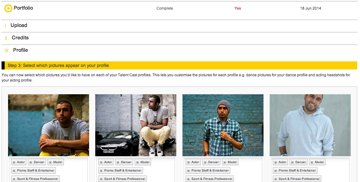 Talent Cast performer profile page